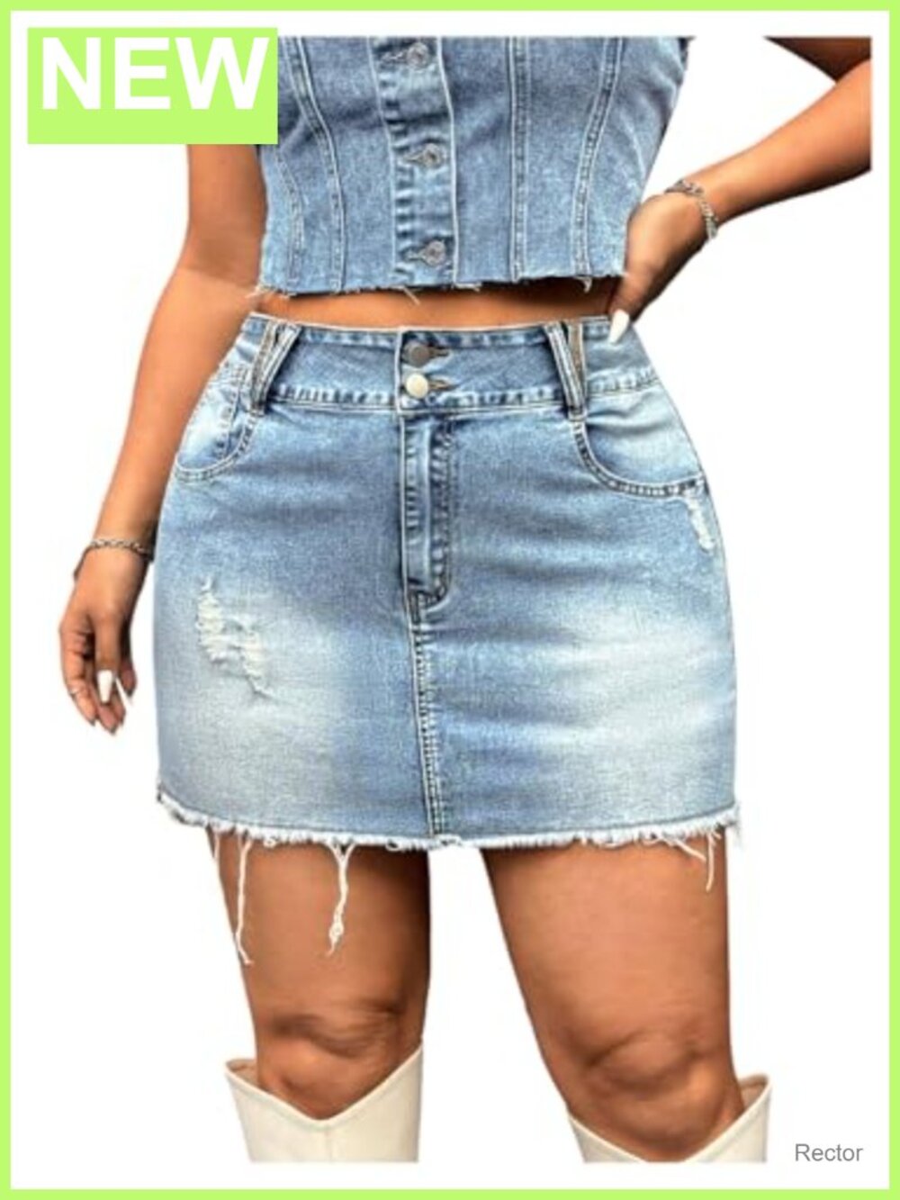 Plus Size Distressed Denim Mini Jean Skirt High Rise Frayed Hem Y2K